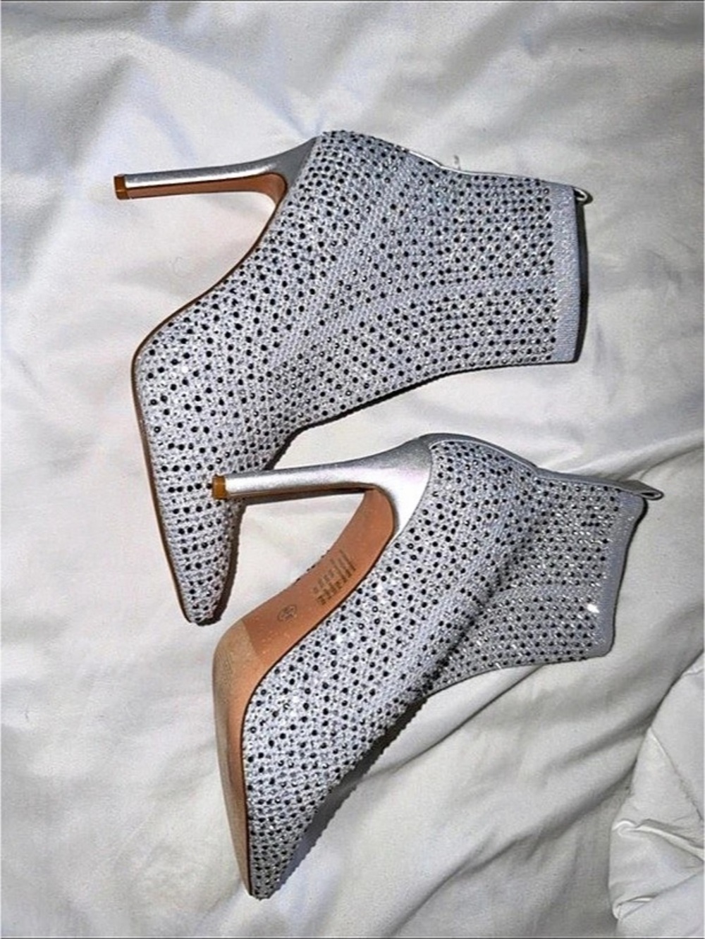 Embellished Ankle Booties in Silver Like New